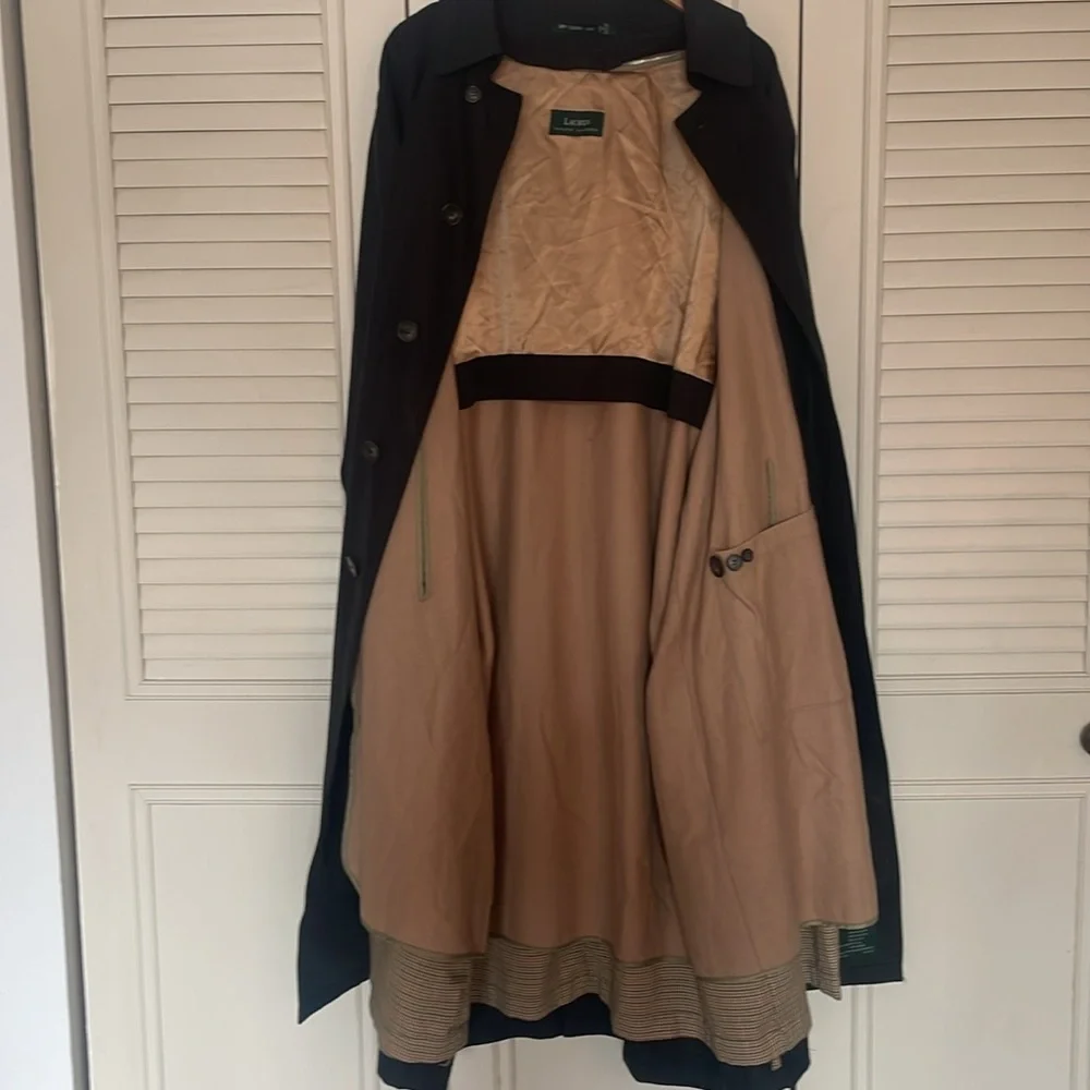 Lauren Ralph Lauren Men’s‎ Black Long Lined Trench Coat Size 46R